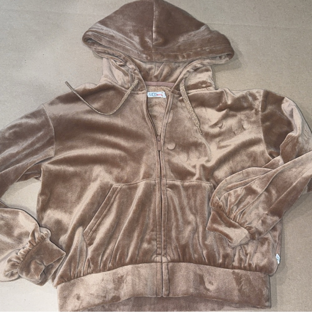UGG Chocolate Brown Velour Jacket Womens size Xs pre owned